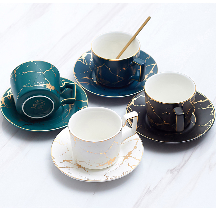  Juego de tazas de café de cerámica, juego de taza de café  moderno con platillo europeo para té y café expreso, hogar nórdico (color  #4) : Hogar y Cocina